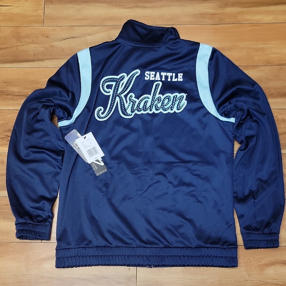 NEW Seattle Kraken NHL Women's Track Jacket by G III In Blue & Teal Size Medium